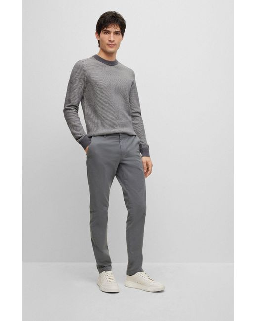 Boss Blue Casual Pants With Belt Loops for men