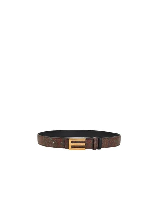 Etro White Paisley Printed Logo Buckled Belt