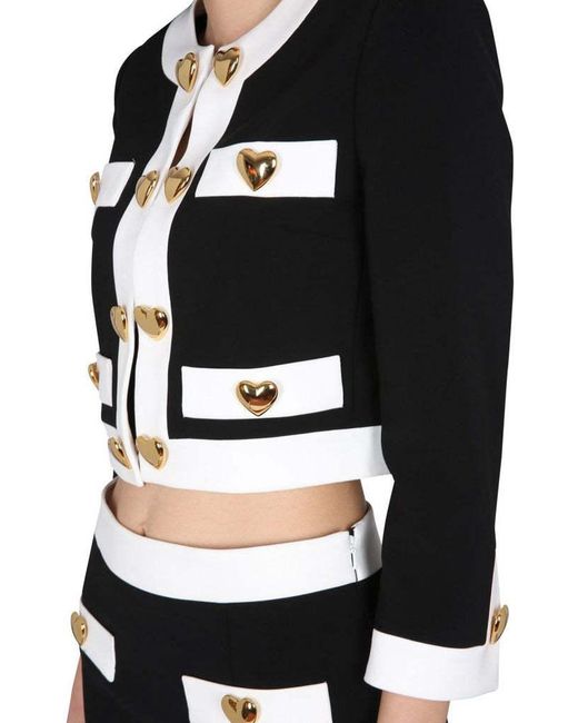 Moschino Black Heart-Embellished Cropped Jacket