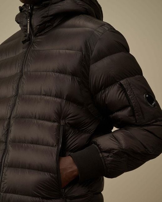 C P Company Black D.D. Shell Hooded Down Jacket for men