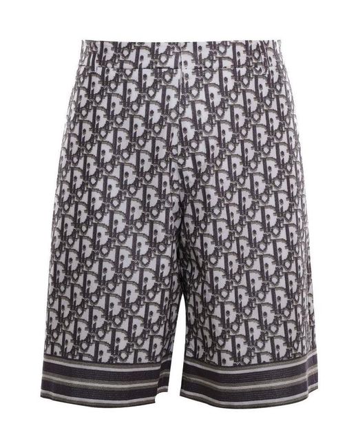 Dior Gray Logo Jacquard Shorts for men