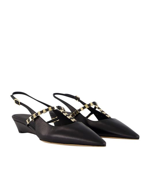 Ferragamo Black Ardea Chain-Link Slingback Pumps