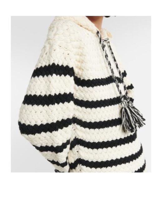 Alanui Natural Striped Knit Hoodie