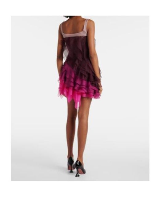 Nensi Dojaka Purple Kiera Ruffled Tiered Minidress