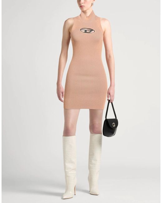 DIESEL Natural Sleeveless High-Neck Slim-Fit Fashion Dress