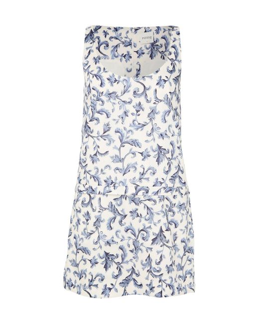 Posse Blue Floral Print Mini Dress