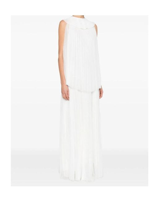 Fabiana Filippi White Sleeveless Long Tulle Dress