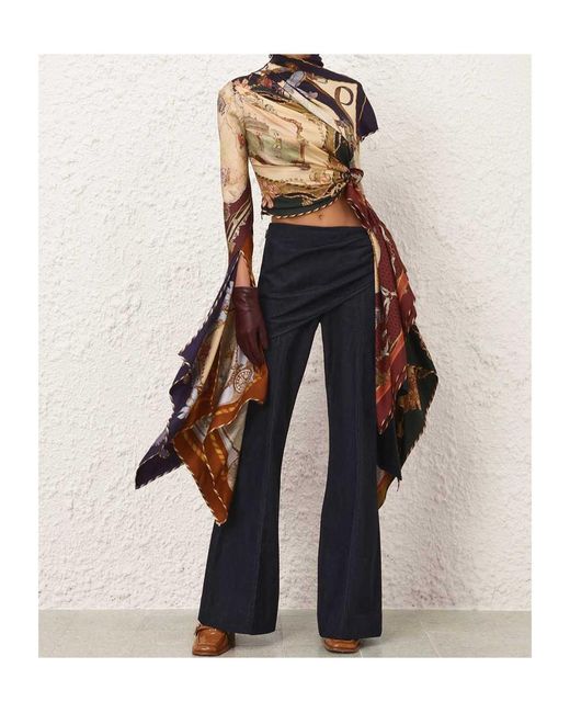 Zimmermann Blue Valiant Draped Denim Flare
