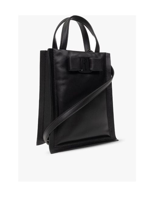 Ferragamo Black Buckle-Detail Leather Tote Bag