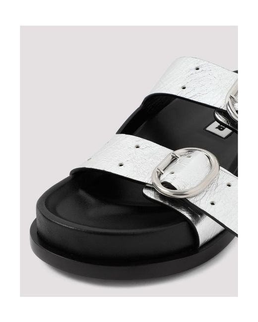 Jil Sander White Double Buckled Slip-On Sandals