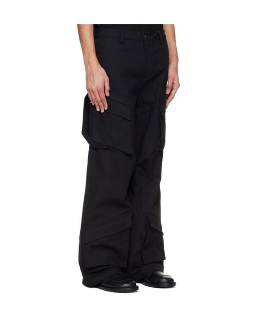 HELIOT EMIL Black Cellulae Belt Loop Workwear Pants for men