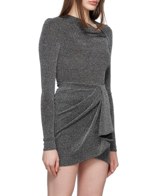 Isabel Marant Gray Shimmer Asymmetric-Neck Top