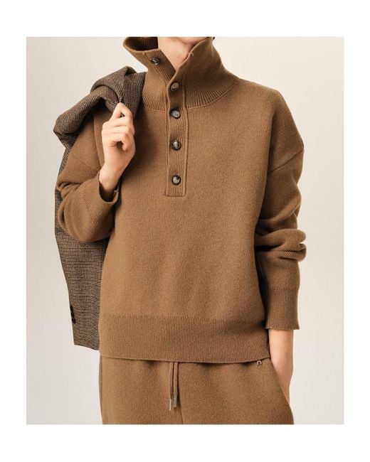 AMI Brown Ami High Buttoned Collar Sweater for men