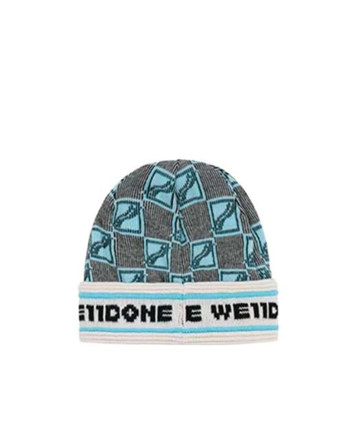 we11done Blue Logo Trimmed Hat for men