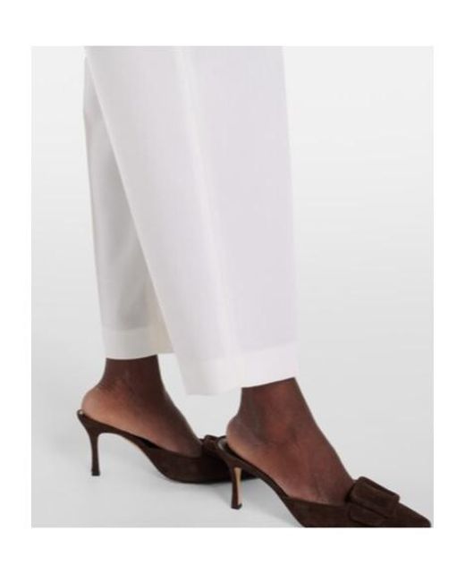 Altuzarra White Emmett High-Rise Wool Tapered Pants