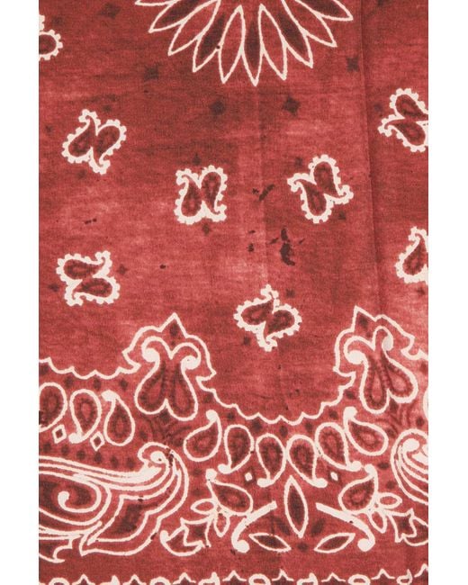 Golden Goose Deluxe Brand Red Paisley Printed Distressed Effect Scarf