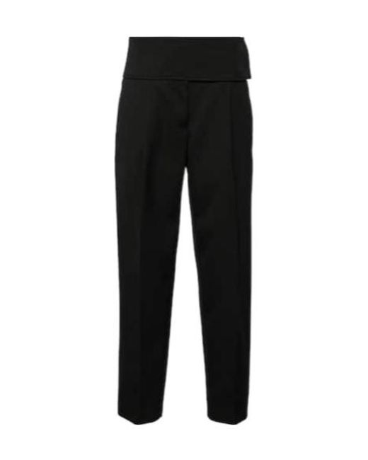 Jil Sander Black High-Rise Wool Wide-Leg Pants