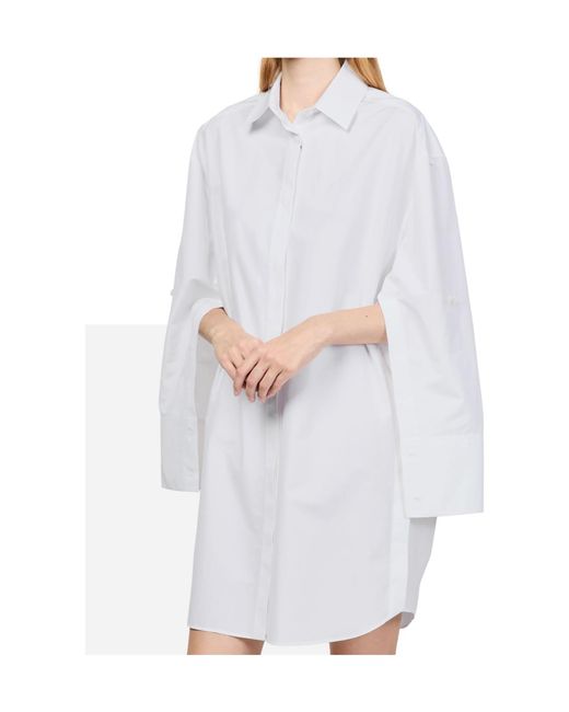 Loewe White Lapel Long-Sleeved Dress