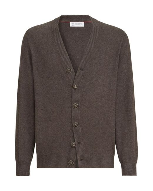 Brunello Cucinelli Brown Cashmere Cardigan for men