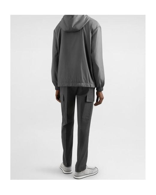 Dolce & Gabbana Gray Technical Hooded Jacket for men