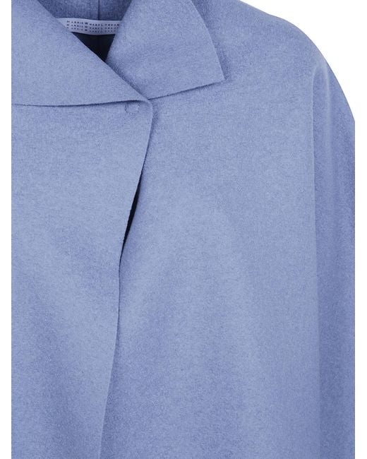 Harris Wharf London Blue Short-Sleeve Collared Coat