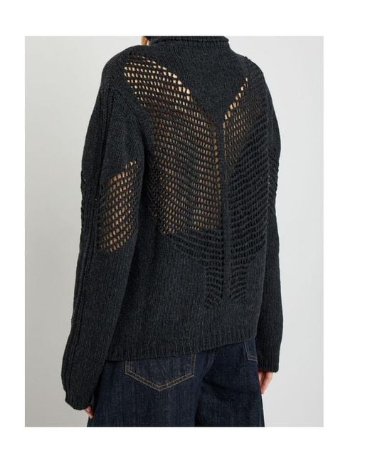 Our Legacy Black Cage-Knit Merino Wool Jumper