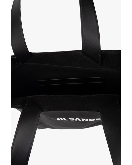 Jil Sander Black Logo Printed Large Tote Bag for men