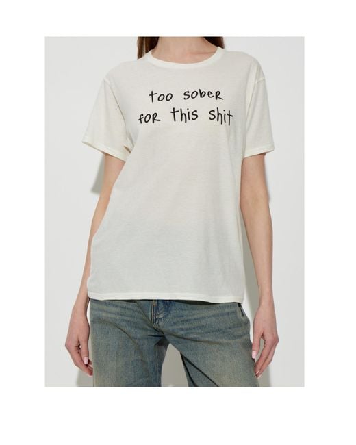 R13 Gray Text-Print T-Shirt