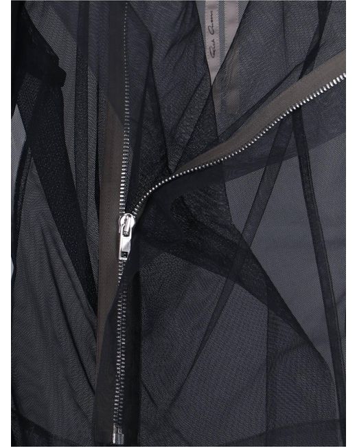 Rick Owens Black Tulle Zipped Blouse