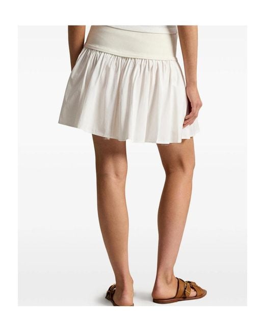 Polo Ralph Lauren White Lila Pleated A-Line Skirt
