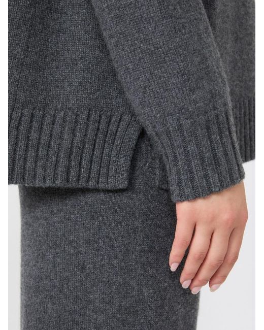 Max Mara Gray Cashmere Yarn High-Neck Sweater