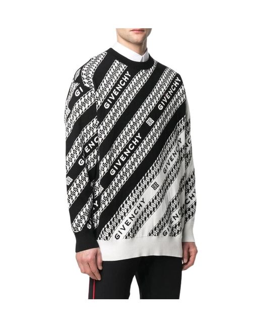 Givenchy White Chain Logo-Print Knitted Jumper for men