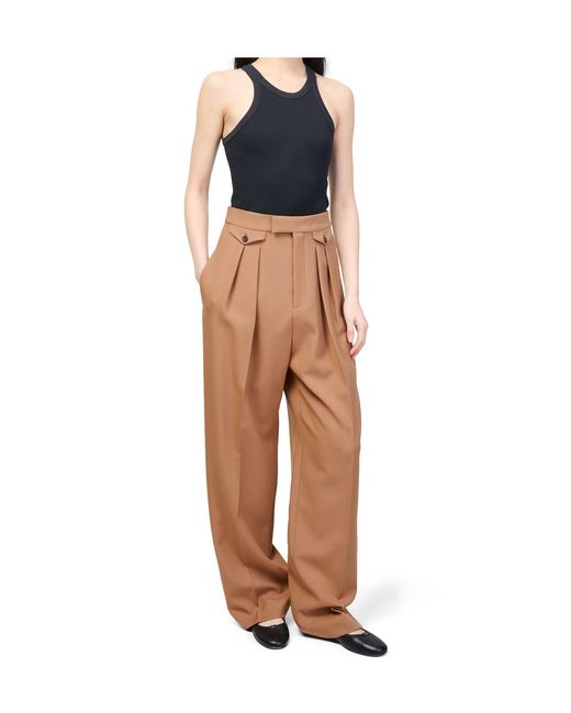 Chloé Natural Straight Pleated Pants