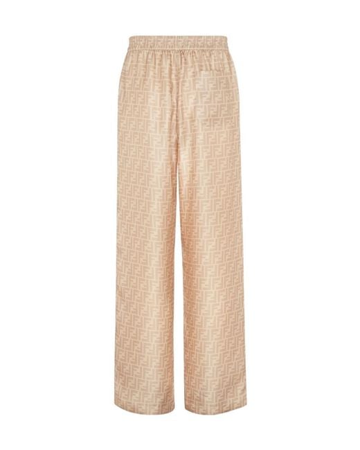 Fendi Natural Ff Silk Pants for men
