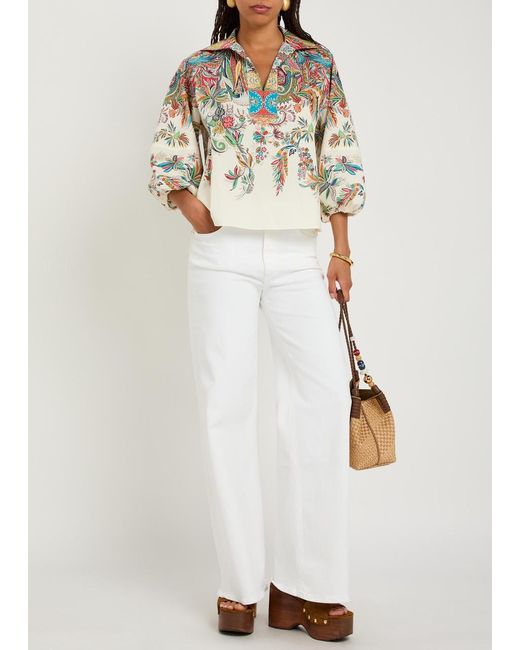 Etro Multicolor Open-Collar Printed Top