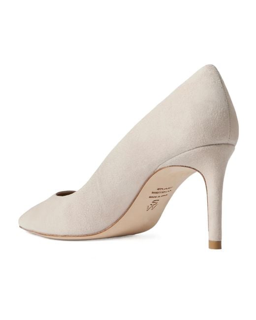 Stuart Weitzman White Stuart Power Suede Pumps