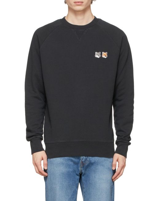 Maison Kitsuné Blue Logo-Patch Crew Neck Sweater for men