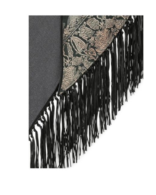 Pierre Louis Mascia Gray Pancake Fringed Floral-Print Shawl