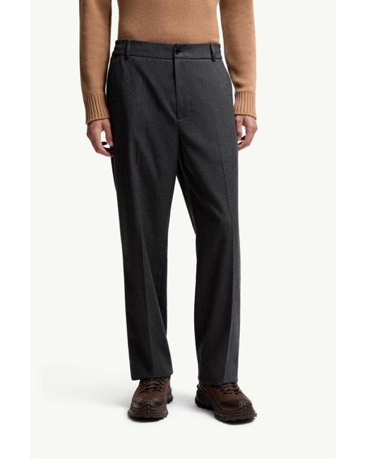 Moncler Gray Flannel Tailored Trousers for men