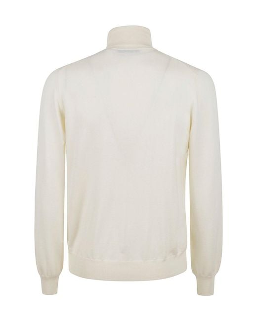 Gran Sasso White Long Sleeve Roll-Neck Jumper for men