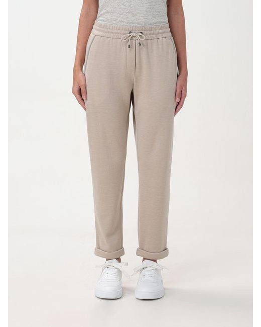 Brunello Cucinelli Natural Drawstring Tapered Sweatpants