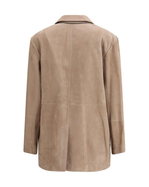 Brunello Cucinelli Brown Suede Jacket With Monile