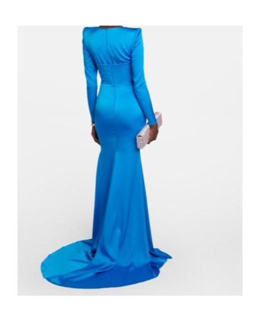 Alex Perry Blue Crepe Long-Sleeved Dress