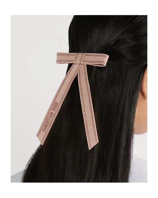 Dior White Christian Embroidered Twist Bow