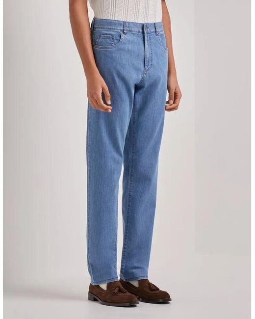 Canali Blue Stretch Soft-Touch Five-Pocket Denim Jeans for men