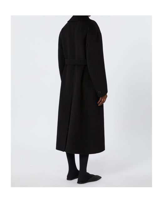 Max Mara Black 'S Dalila Double-Breasted Belted Coat