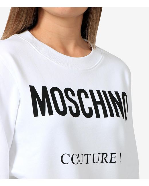 Moschino White Logo Round-Necked Sweater