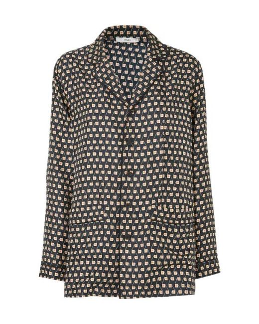Fendi Black Printed Silk Shirt