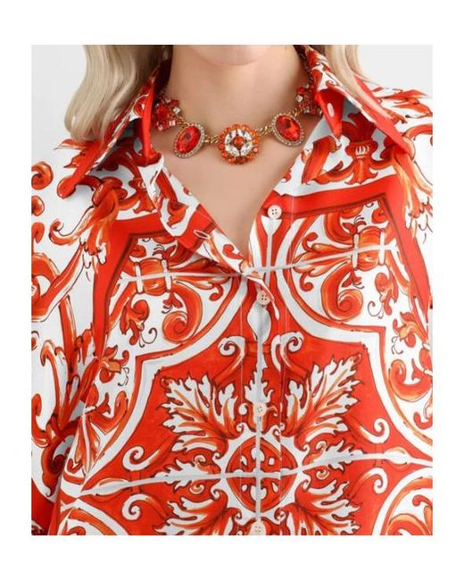 Dolce & Gabbana Red Majolica-Printed Shirt