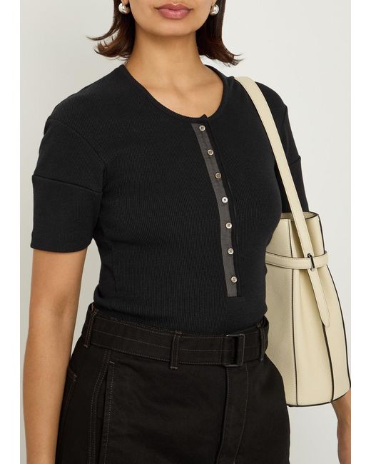Lemaire Black Ribbed Cotton-Blend Top